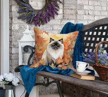 Load image into Gallery viewer, Himalayan Cat in Fall Leaves Throw Pillow