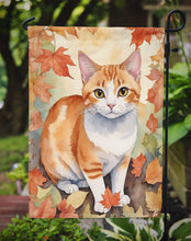 Load image into Gallery viewer, Japanese Bobtail Fall Garden Flag - Cat in Fall Leaves - Cat-Themed Seasonal Yard Decor