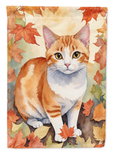 Load image into Gallery viewer, Japanese Bobtail Fall Garden Flag - Cat in Fall Leaves - Cat-Themed Seasonal Yard Decor