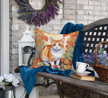 Load image into Gallery viewer, Japanese Bobtail Cat in Fall Leaves Throw Pillow