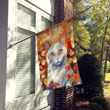 Load image into Gallery viewer, Khao Manee Cat in Fall Leaves House Flag