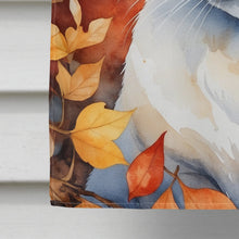 Load image into Gallery viewer, Khao Manee Cat in Fall Leaves House Flag