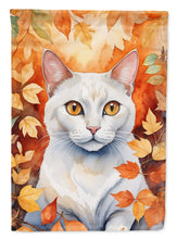 Load image into Gallery viewer, Khao Manee Cat in Fall Leaves House Flag