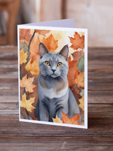 Load image into Gallery viewer, Korat Cat in Fall Leaves Greeting Cards - Blank Note Cards – 8-Pack of Artist-Designed Cards with Envelopes