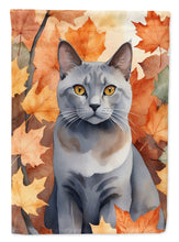 Load image into Gallery viewer, Korat Fall Garden Flag - Cat in Fall Leaves - Cat-Themed Seasonal Yard Decor