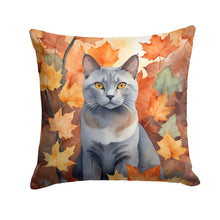 Load image into Gallery viewer, Korat Cat in Fall Leaves Throw Pillow - 14x14 Decorative Pillow – Art for Your Home &amp; Patio