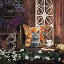 Load image into Gallery viewer, Korat Cat in Fall Leaves Throw Pillow