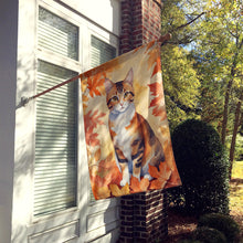 Load image into Gallery viewer, Korean Bobtail Cat in Fall Leaves House Flag