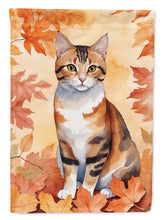 Load image into Gallery viewer, Korean Bobtail Cat in Fall Leaves House Flag