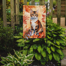 Load image into Gallery viewer, Korean Bobtail Fall Garden Flag - Cat in Fall Leaves - Cat-Themed Seasonal Yard Decor