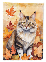 Load image into Gallery viewer, Kurilian Bobtail Fall Garden Flag - Cat in Fall Leaves - Cat-Themed Seasonal Yard Decor