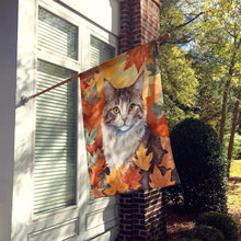 Load image into Gallery viewer, La Perm Cat in Fall Leaves House Flag