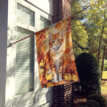 Load image into Gallery viewer, La Perm Cat in Fall Leaves House Flag