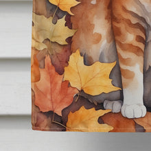 Load image into Gallery viewer, La Perm Cat in Fall Leaves House Flag