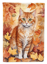 Load image into Gallery viewer, La Perm Fall Garden Flag - Cat in Fall Leaves - Cat-Themed Seasonal Yard Decor