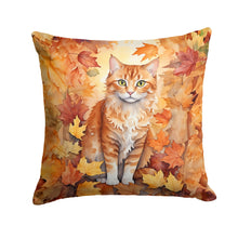 Load image into Gallery viewer, La Perm Cat in Fall Leaves Throw Pillow - 14x14 Decorative Pillow – Art for Your Home &amp; Patio