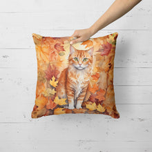 Load image into Gallery viewer, La Perm Cat in Fall Leaves Throw Pillow