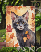 Load image into Gallery viewer, Lykoi Fall Garden Flag - Cat in Fall Leaves - Cat-Themed Seasonal Yard Decor