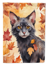 Load image into Gallery viewer, Lykoi Fall Garden Flag - Cat in Fall Leaves - Cat-Themed Seasonal Yard Decor