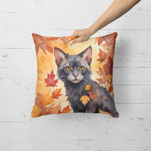 Load image into Gallery viewer, Lykoi Cat in Fall Leaves Throw Pillow