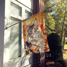 Load image into Gallery viewer, MaineCoon Cat in Fall Leaves House Flag