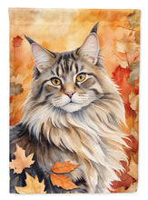 Load image into Gallery viewer, MaineCoon Cat in Fall Leaves House Flag