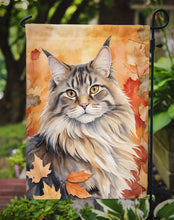 Load image into Gallery viewer, MaineCoon Fall Garden Flag - Cat in Fall Leaves - Cat-Themed Seasonal Yard Decor