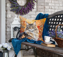 Load image into Gallery viewer, MaineCoon Cat in Fall Leaves Throw Pillow