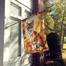Load image into Gallery viewer, Malayan Cat in Fall Leaves House Flag