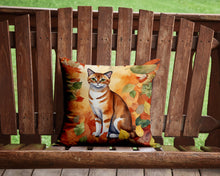 Load image into Gallery viewer, Malayan Cat in Fall Leaves Throw Pillow - 14x14 Decorative Pillow – Art for Your Home &amp; Patio