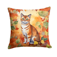 Load image into Gallery viewer, Malayan Cat in Fall Leaves Throw Pillow - 14x14 Decorative Pillow – Art for Your Home &amp; Patio