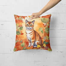 Load image into Gallery viewer, Malayan Cat in Fall Leaves Throw Pillow