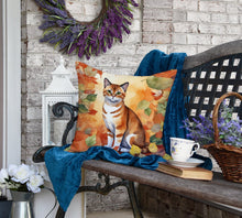 Load image into Gallery viewer, Malayan Cat in Fall Leaves Throw Pillow