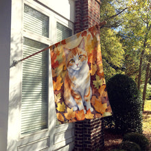 Load image into Gallery viewer, Manx Cat in Fall Leaves House Flag