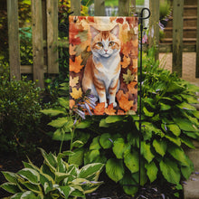 Load image into Gallery viewer, Manx Fall Garden Flag - Cat in Fall Leaves - Cat-Themed Seasonal Yard Decor