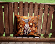 Load image into Gallery viewer, Minskin Cat in Fall Leaves Throw Pillow - 14x14 Decorative Pillow – Art for Your Home &amp; Patio