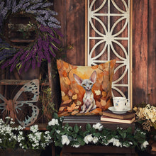 Load image into Gallery viewer, Minskin Cat in Fall Leaves Throw Pillow