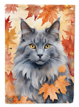 Load image into Gallery viewer, Nebelung Fall Garden Flag - Cat in Fall Leaves - Cat-Themed Seasonal Yard Decor