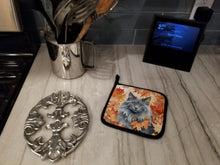 Load image into Gallery viewer, Nebelung Cat in Fall Leaves Pot Holders - Set of 2 Decorative Kitchen Helpers | Made in the USA