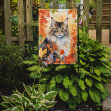 Load image into Gallery viewer, Norwegian Forest Cat Fall Garden Flag - Cat in Fall Leaves - Cat-Themed Seasonal Yard Decor