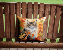 Load image into Gallery viewer, Norwegian Forest Cat in Fall Leaves Throw Pillow - 14x14 Decorative Pillow – Art for Your Home &amp; Patio