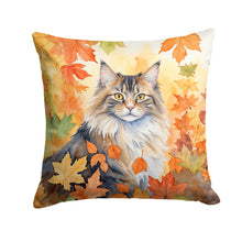 Load image into Gallery viewer, Norwegian Forest Cat in Fall Leaves Throw Pillow