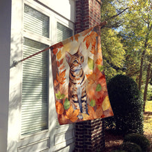 Load image into Gallery viewer, Ocicat Cat in Fall Leaves House Flag