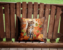 Load image into Gallery viewer, Ocicat Cat in Fall Leaves Throw Pillow - 14x14 Decorative Pillow – Art for Your Home &amp; Patio