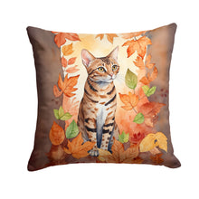 Load image into Gallery viewer, Ocicat Cat in Fall Leaves Throw Pillow - 14x14 Decorative Pillow – Art for Your Home &amp; Patio