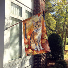 Load image into Gallery viewer, Oregon Rex Cat in Fall Leaves House Flag