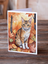 Load image into Gallery viewer, Oregon Rex Cat in Fall Leaves Greeting Cards - Blank Note Cards – 8-Pack of Artist-Designed Cards with Envelopes