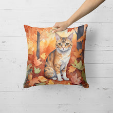 Load image into Gallery viewer, Oregon Rex Cat in Fall Leaves Throw Pillow