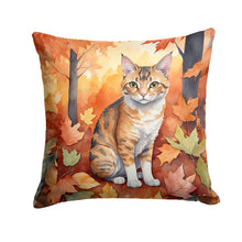 Load image into Gallery viewer, Oregon Rex Cat in Fall Leaves Throw Pillow