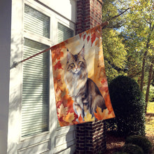 Load image into Gallery viewer, Oriental Longhair Cat in Fall Leaves House Flag